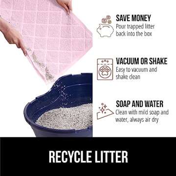 GORILLA GRIP Cat Litter Box Mat, Water Resistant Kitty Litter Trapping Mat, Textured Backing, Easy to Clean, Less Waste and Clean Floors, Kitten Supplies for Indoor Cats, Soft on Paws, 24x17 Lt Pink