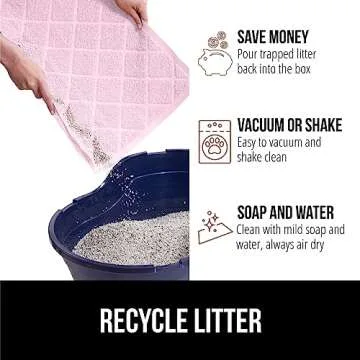 GORILLA GRIP Cat Litter Box Mat, Water Resistant Kitty Litter Trapping Mat, Textured Backing, Easy to Clean, Less Waste and Clean Floors, Kitten Supplies for Indoor Cats, Soft on Paws, 24x17 Lt Pink