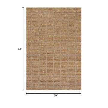 Rugs USA x Arvin Olano Penni Checked Jute and Wool Area Rug, 5x8, Natural