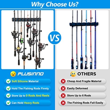 PLUSINNO Fishing Rod Holder for 9 Rods Space Saver