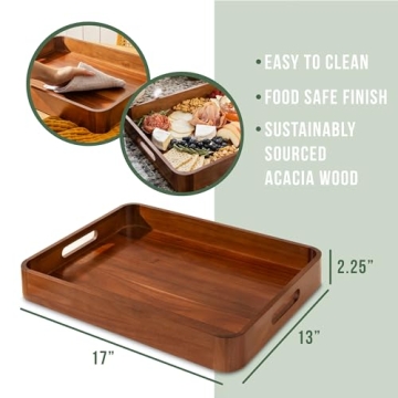 Acacia Wooden Serving Tray - Versatile & Elegant for Entertaining