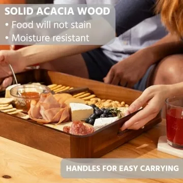 Acacia Wooden Serving Tray - Versatile & Elegant for Entertaining