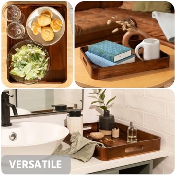 Acacia Wooden Serving Tray - Versatile & Elegant for Entertaining