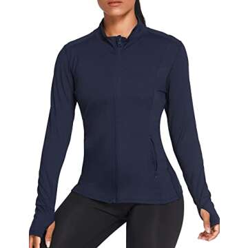PINSPARK Women's Lightweight Track Jacket in Navy Blue