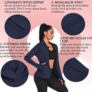 PINSPARK Women's Lightweight Track Jacket in Navy Blue