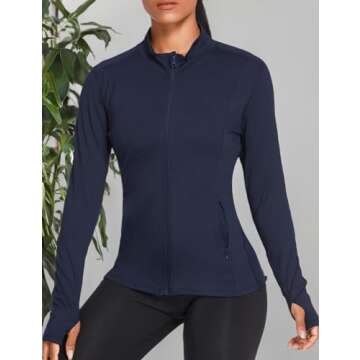 PINSPARK Women's Lightweight Track Jacket in Navy Blue