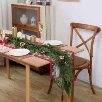 Artificial Christmas Garlands- Real Touch Norfolk Pine Garland Faux Greenery Fake Garland for Holiday, Fireplace, Mantle, Indoor Decor (1 Pcs,9 Feet)