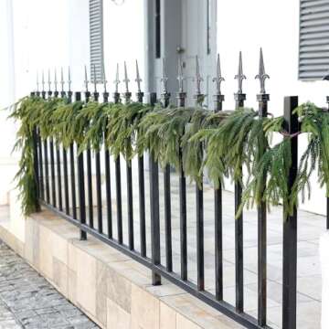 Artificial Christmas Garlands- Real Touch Norfolk Pine Garland Faux Greenery Fake Garland for Holiday, Fireplace, Mantle, Indoor Decor (1 Pcs,9 Feet)