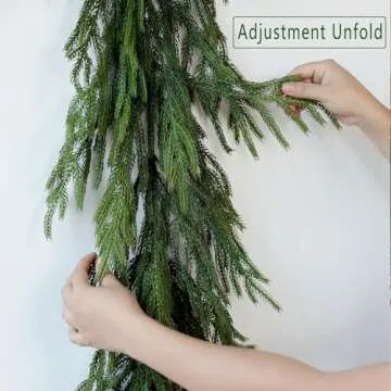 Artificial Christmas Garlands- Real Touch Norfolk Pine Garland Faux Greenery Fake Garland for Holiday, Fireplace, Mantle, Indoor Decor (1 Pcs,9 Feet)