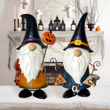 HONGLAND 14" Cute Metal Gnomes - Fall & Thanksgiving Decor for Home & Garden