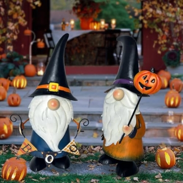 HONGLAND 14 Inch Metal Gnomes Fall Thanksgiving Decor