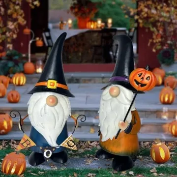 HONGLAND 14 Inch Metal Gnomes Fall Thanksgiving Decor