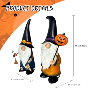 HONGLAND 14 Inch Metal Gnomes Fall Thanksgiving Decor