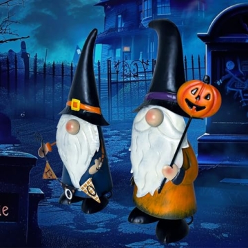 HONGLAND 14 Inch Metal Gnomes Fall Thanksgiving Decor