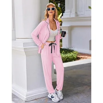 Ekouaer Soft Pajama Set with Pockets for Women