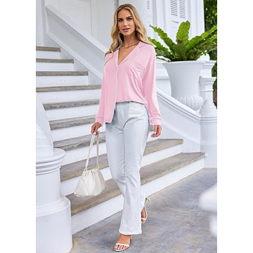 Ekouaer Soft Pajama Set with Pockets for Women