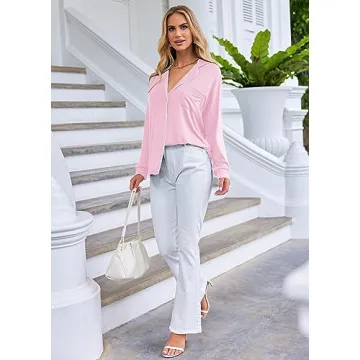 Ekouaer Soft Pajama Set with Pockets for Women