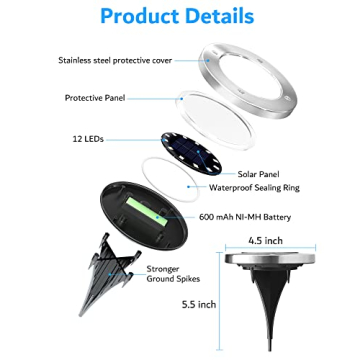 Biling Solar Outdoor Lights - 12 Pack Waterproof Garden Lights