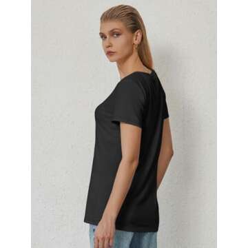 ATHMILE Women's Short Sleeve V-Neck Tee for Casual Spring Style