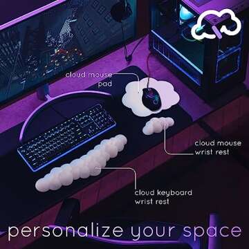 Create-ables Qloud Cloud Wrist Rest - Ergonomic Memory Foam for Keyboard & Mouse