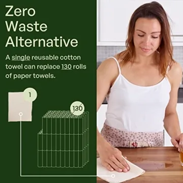 20 Pack Organic Cotton Reusable Paper Towels for Eco-Friendly Cleaning