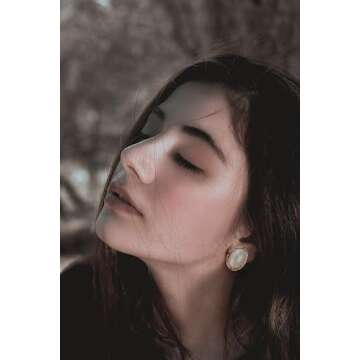 Mytys Pearl Stud Earrings, 14K Gold plated Large Pearl Earrings Gold Stud Earrings Handpicked Freshw...