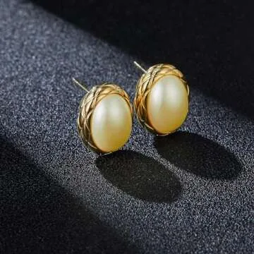 Elegant Mytys Pearl Stud Earrings - Hypoallergenic Gold Plated
