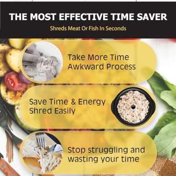 Easy Chicken Shredder Tool with Twist Action - BPA-Free, Large 11", Non-Slip, Dishwasher Safe, Clear Top, Cleaning Brush, Classic Black with Manual. For Meat, Beef, Pork from Tricky Chicken