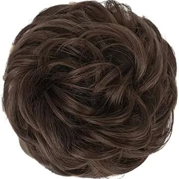 FESHFEN Messy Bun Hair Piece - Elastic Wavy Curly Hair Bun Scrunchies Extensions Synthetic Chignon H...