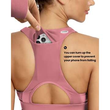 QUEENIEKE Women's Medium Support Back Pocket Energy Sport Bra Cotton Feel 70927