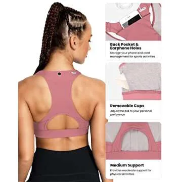 QUEENIEKE Women's Sports Bra with Phone Pocket for Workouts