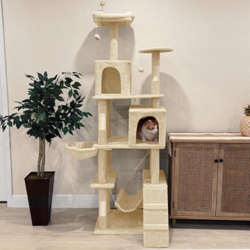 YITAHOME 75in Cat Tower - Cozy Multi-Level Cat Furniture