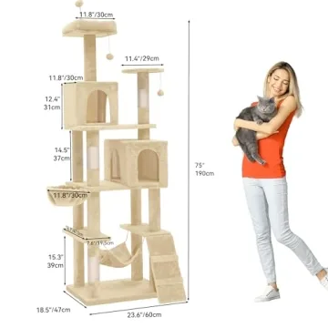 YITAHOME 75in Cat Tower - Cozy Multi-Level Cat Furniture