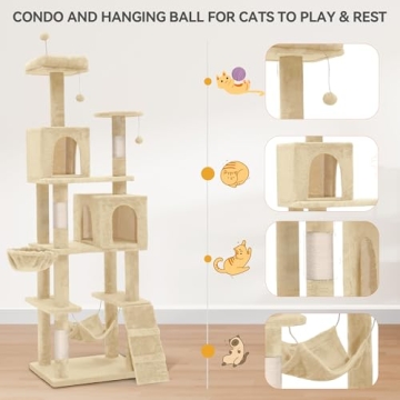 YITAHOME 75in Cat Tower - Cozy Multi-Level Cat Furniture