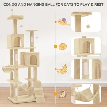 YITAHOME 75in Cat Tower - Cozy Multi-Level Cat Furniture