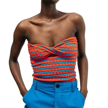 MISSACTIVER Women Striped Knit Bandeau Top for Stylish Gatherings