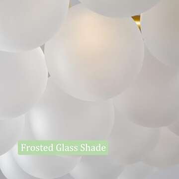 Aeyee Bubbles Ball Chandelier Decorative Ceiling Pendant Light with Frosted Glass Shade, DIY Hanging Light Fixture for Hall Bedroom Living Room in Black