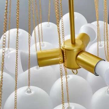 Aeyee Bubbles Ball Chandelier Decorative Ceiling Pendant Light with Frosted Glass Shade, DIY Hanging Light Fixture for Hall Bedroom Living Room in Black