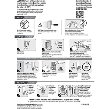Command 10 lb XL Heavyweight Wall Hook for Easy Hanging