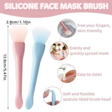 2 Pcs Silicone Face Mask Brush Applicator Face Mask Spatula Facial Mask Brush Skincare Applicator fo...