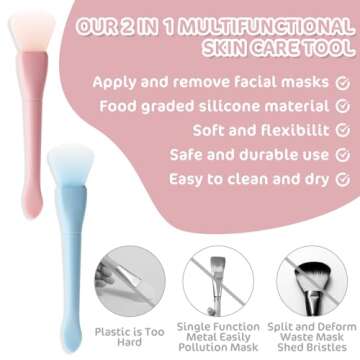 2 Pcs Silicone Face Mask Brush Applicator Face Mask Spatula Facial Mask Brush Skincare Applicator for Facial Mud, Clay Mask, DIY, Modeling Mask, Body Lotion