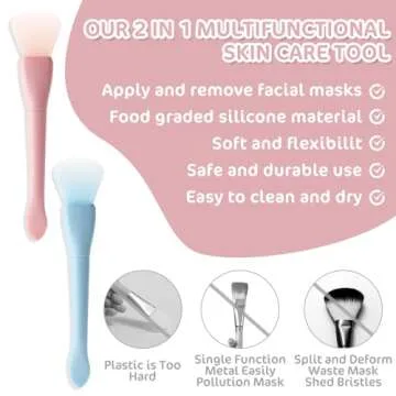 2 Pcs Silicone Face Mask Brush Applicator Face Mask Spatula Facial Mask Brush Skincare Applicator for Facial Mud, Clay Mask, DIY, Modeling Mask, Body Lotion