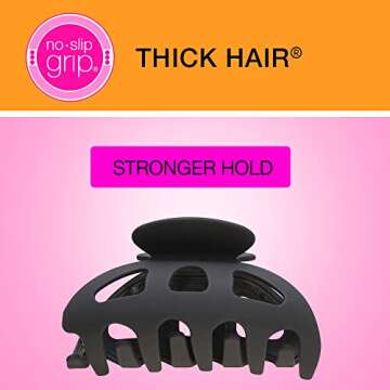 Scunci by Conair No-Slip Grip Thick Hair, Large Hair Claw Clip, 4.25” Large Jaw Clip, Black, Packaging may vary (1, count)
