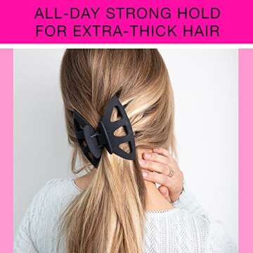 Scunci by Conair No-Slip Grip Thick Hair, Large Hair Claw Clip, 4.25” Large Jaw Clip, Black, Packaging may vary (1, count)