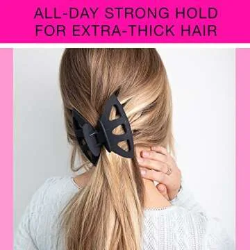 Scunci by Conair No-Slip Grip Thick Hair, Large Hair Claw Clip, 4.25” Large Jaw Clip, Black, Packaging may vary (1, count)