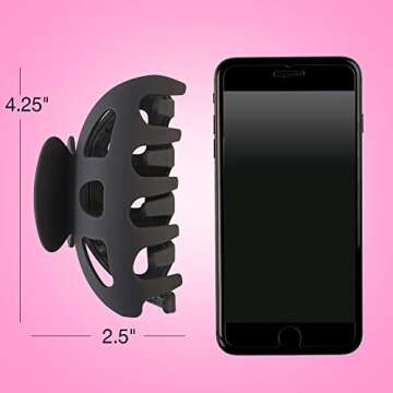 Scunci by Conair No-Slip Grip Thick Hair, Large Hair Claw Clip, 4.25” Large Jaw Clip, Black, Packaging may vary (1, count)