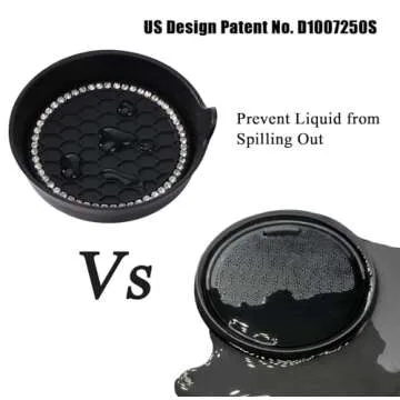 Amooca Car Cup Coaster Universal Non-Slip Cup Holders Bling Crystal Rhinestone Car Interior Accessories 4 Pack Black