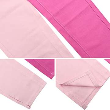 LONGBIDA Baggy Jeans for Women High Waisted Stretch Wide Leg Straight Denim Jeans（Pink,S）