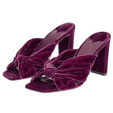 Yishaweiqi Women's Slip On Knot Mules Squared Open Toe Chunky Heel Sandals Comfortable Party Wedding...