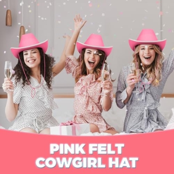 Bedwina Pink Cowgirl Hat - Adjustable Felt Hat for Fun Events